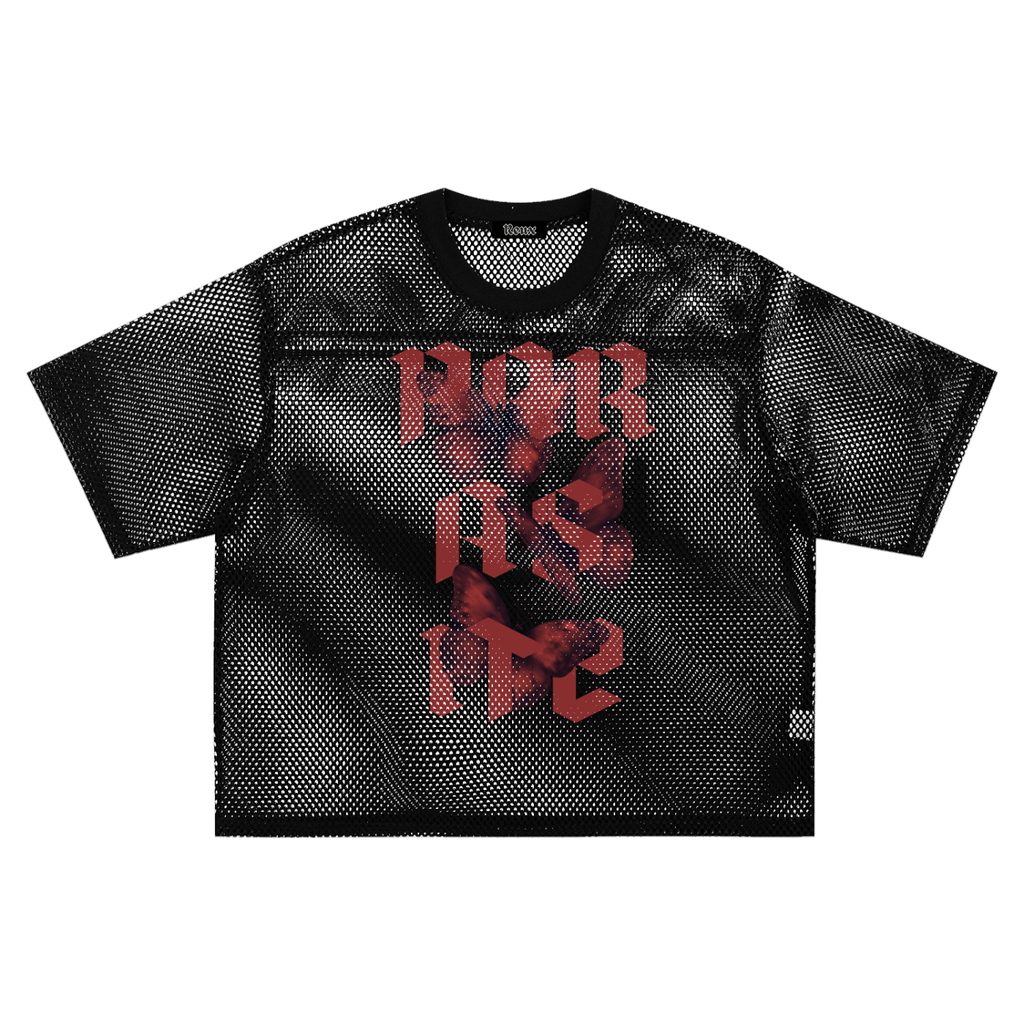 See-through Boxy Net Tee. Parasite Red