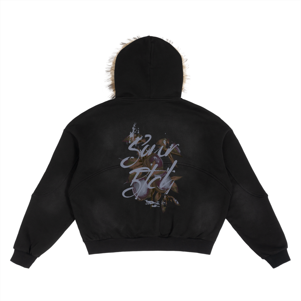 Sun Fade Boxy Sour Btch (blue) Detachable Fur Zoodie