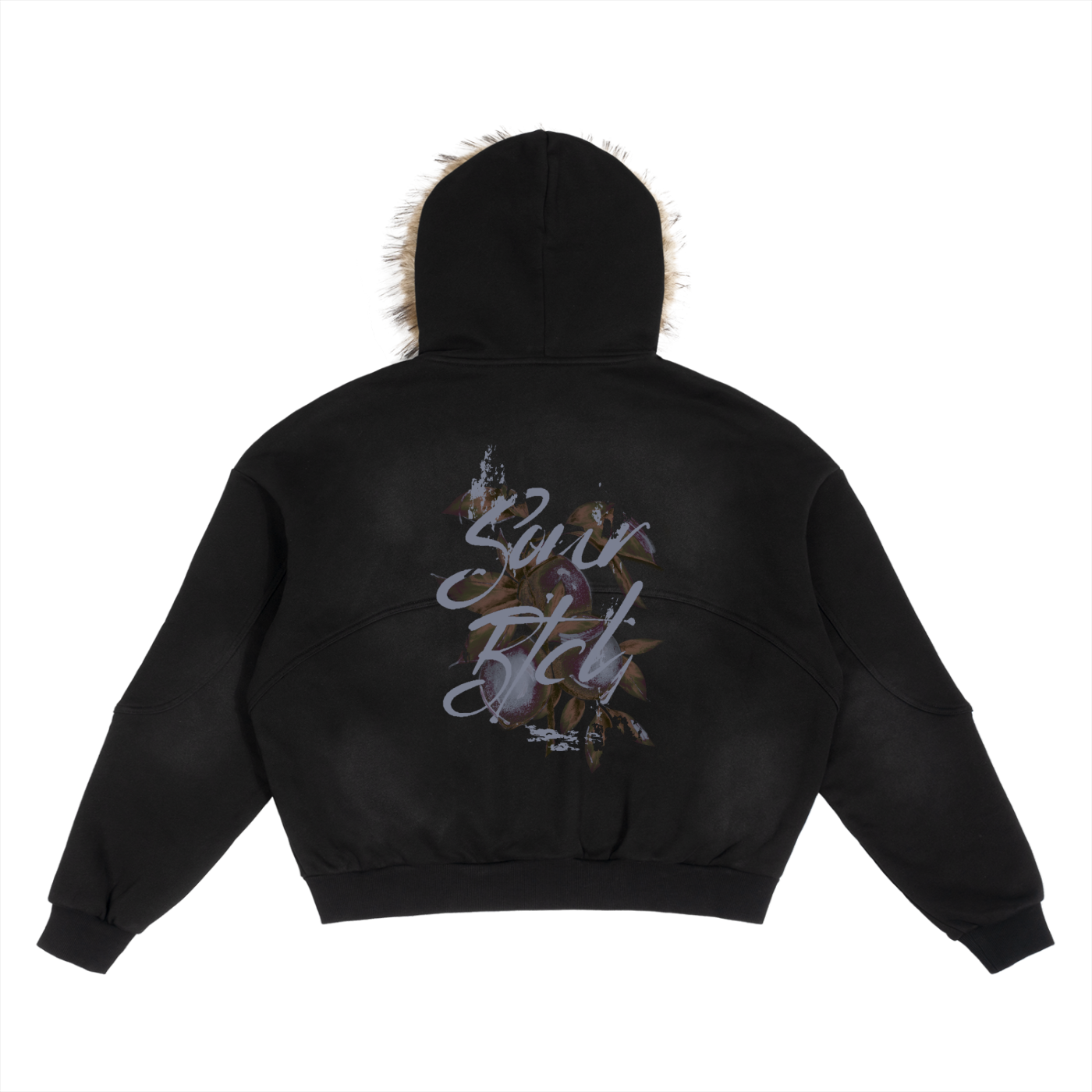 Sun Fade Boxy Sour Btch (blue) Detachable Fur Zoodie