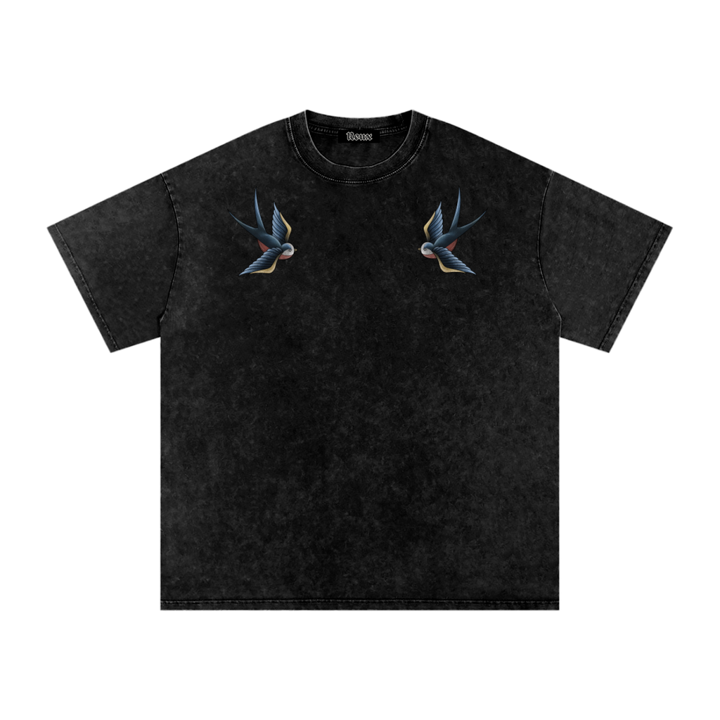 Snow Washed Oversized Tee. Swallows